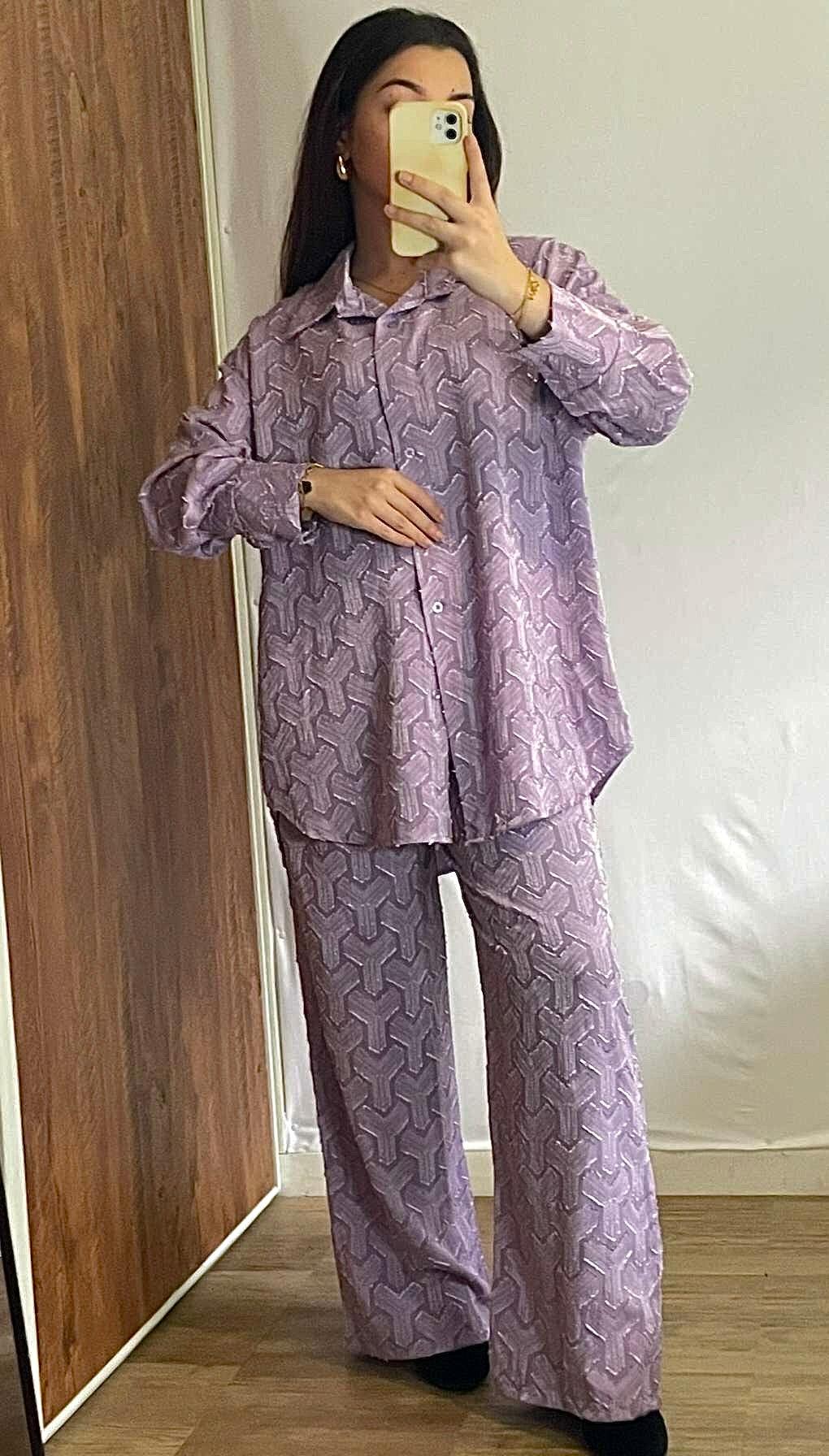 Ensemble chemisier violet à motif
