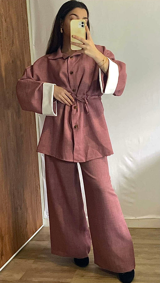 Ensemble cintré rose
