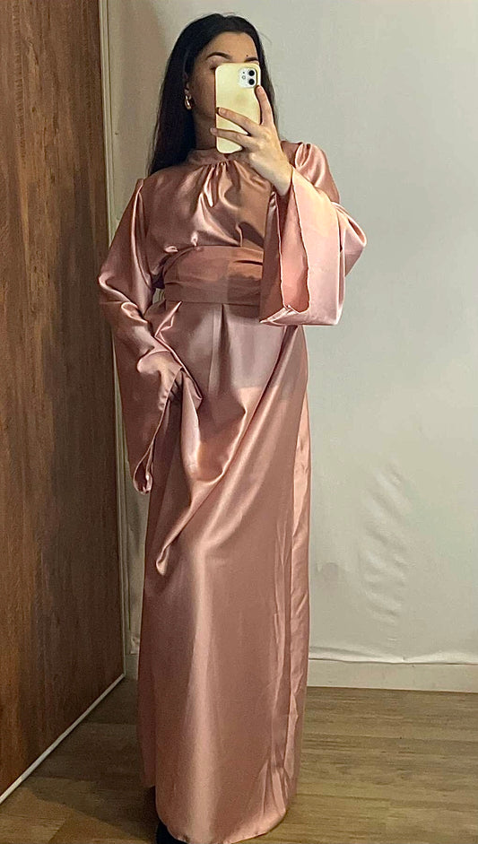 Robe Abaya rose claire