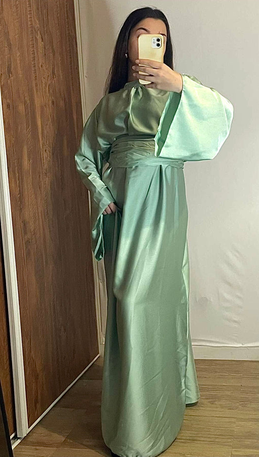 Robe Abaya verte pomme